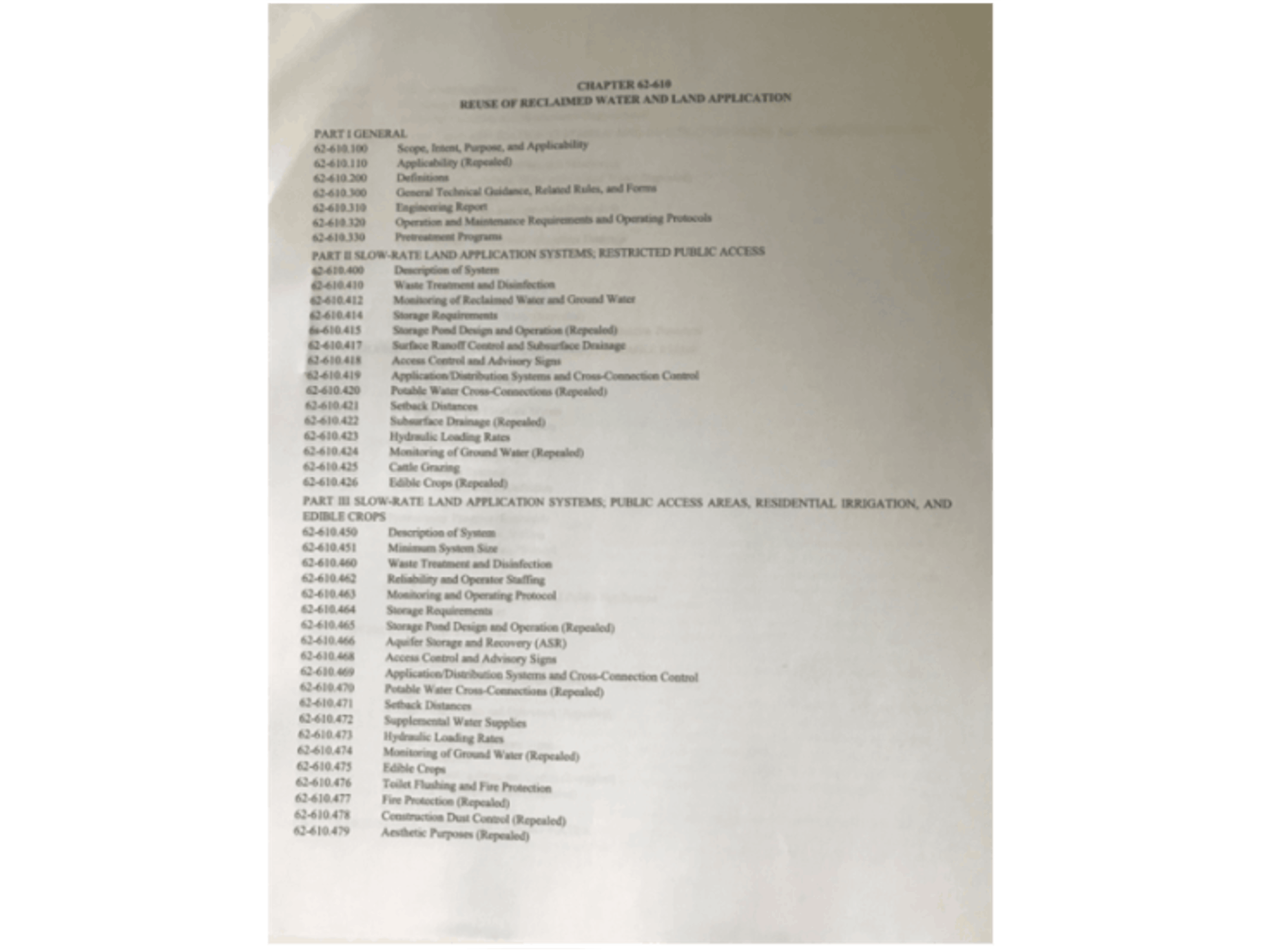 Chapter 62-610, Reuse of Reclaimed Water and Land Application $25.00